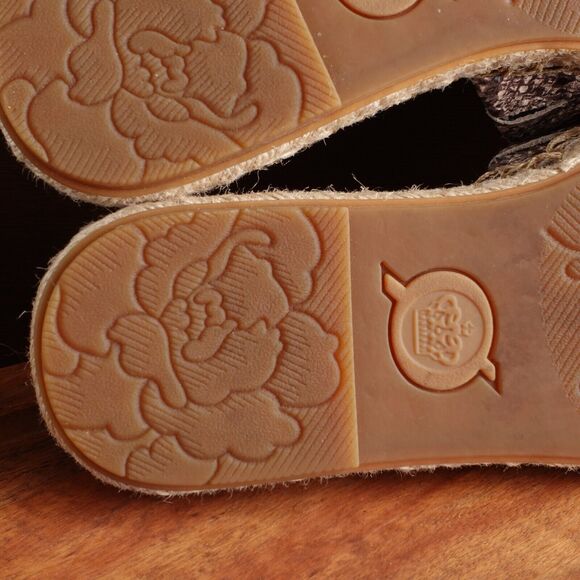 Born Sandals Womens SZ 9M Beige BLK Snake Print Leather Slide Espadrille Shoes - Picture 10 of 11